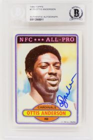 Ottis Anderson Signed Cardinals 1980 Topps Rookie Football Trading Card #170 - (Beckett Encapsulated)