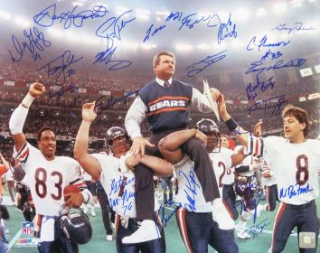 1985 Chicago Bears Team Signed Super Bowl XX Ditka Carried Off Field 16x20 Photo (23 Sigs)