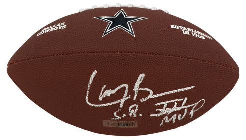 Larry Brown Signed Dallas Cowboys Wilson Brown Logo Football w/SB XXX MVP