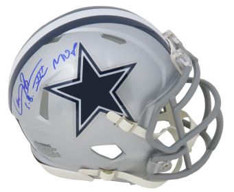 Larry Brown Signed Dallas Cowboys Riddell Speed Mini Helmet w/SB XXX MVP