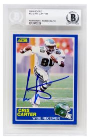 Cris Carter Signed Philadelphia Eagles 1989 Score Football Rookie Card #72 (Beckett Encapsulated)