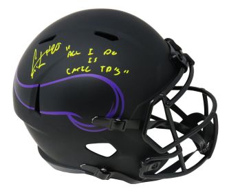 Cris Carter Signed Minnesota Vikings Eclipse Riddell Speed Full Size Replica Helmet w/All I Do Is Catch TD's