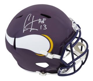 Cris Carter Signed Minnesota Vikings Throwback Riddell Full Size Speed Replica Helmet w/HOF'13