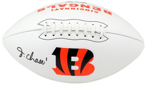 Ja'Marr Chase Signed Cincinnati Bengals Franklin White Logo Football - (Beckett)