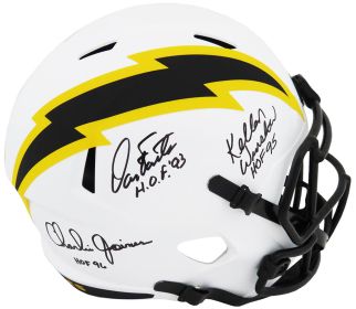 Dan Fouts, Charlie Joiner & Kellen Winslow Signed Chargers Lunar Eclipse Riddell Full Size Speed Replica Helmet w/HOF Years