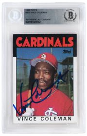 Vince Coleman Signed St. Louis Cardinals 1986 Topps Baseball Trading Card #370 - (Beckett Encapsulated)