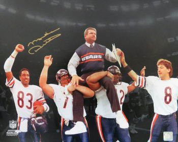 Mike Ditka Signed Bears Super Bowl XX Carried Off Field Spotlight 16x20 Photo