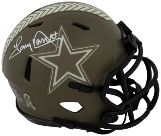 Tony Dorsett Signed Dallas Cowboys Salute to Service Riddell Speed Mini Helmet