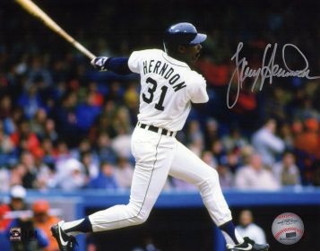 Larry Herndon Signed Detroit Tigers White Jersey Batting Action 8x10 Photo