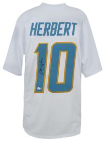 Justin Herbert Signed White Custom Football Jersey - (Beckett)