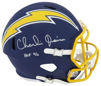 Charlie Joiner Signed Chargers Navy Throwback Riddell Full Size Speed Replica Helmet w/HOF'96