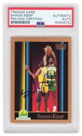 Shawn Kemp Signed Seattle Supersonics 1990 Skybox Rookie Basketball Card #268 - (PSA Encapsulated)