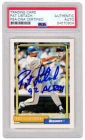 Pat Listach Signed Milwaukee Brewers 1992 Topps Traded Baseball Rookie Card #65T w/92 AL ROY - (PSA Encapsulated)