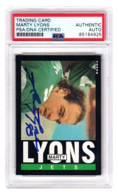 Marty Lyons Signed New York Jets 1985 Topps Football Trading Card #343 - (PSA Encapsulated)