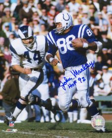 John Mackey Signed Colts Running With Football vs Rams 8x10 Photo w/HOF'92