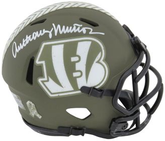 Anthony Munoz Signed Cincinnati Bengals Salute to Service Riddell Speed Mini Helmet