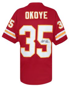 Christian Okoye Signed Red Custom Football Jersey