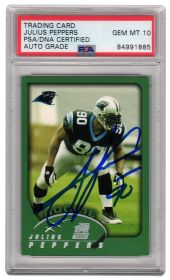 Julius Peppers Signed Carolina Panthers 2002 Topps Football Rookie Card #359 - (PSA Encapsulated - Auto Grade 10)