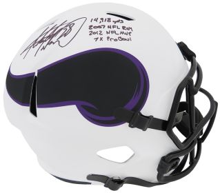 Adrian Peterson Signed Minnesota Vikings Lunar Eclipse Riddell Full Size Speed Replica Helmet w/4 Inscriptions