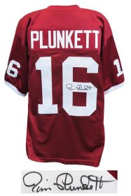 Jim Plunkett Signed Red Throwback Custom Football Jersey