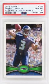 Russell Wilson (Seattle Seahawks) 2012 Topps Passing - Stands Visible RC Rookie Card #165 (PSA 10 - GM MT) (New Label)