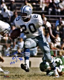 Mel Renfro Signed Dallas Cowboys With Football 8x10 Photo w/HOF'96