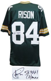 Andre Rison Signed Green Custom Jersey w/SB XXXI Champs (Signed Middle of #8)