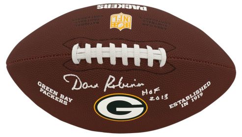 Dave Robinson Signed Green Bay Packers Wilson Brown Logo Football w/HOF 2013