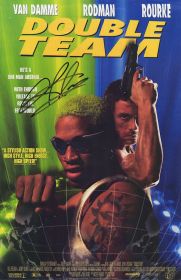 Dennis Rodman Signed Double Team Blue & Green 11x17 Movie Poster