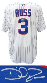 David Ross Signed Chicago Cubs White Pinstripe Majestic Replica Baseball Jersey