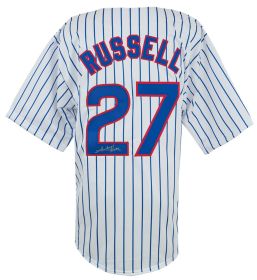 Addison Russell Signed White Pinstripe Custom Baseball Jersey