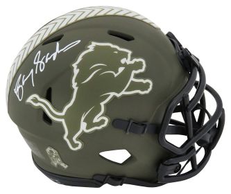 Barry Sanders Signed Detroit Lions Salute to Service Riddell Speed Mini Helmet