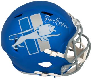 Barry Sanders Signed Detroit Lions 2023 On Field Alternate Blue Riddell Speed Full Size Replica Helmet