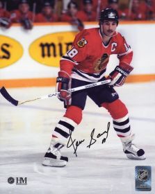 Denis Savard Signed Chicago Blackhawks Red Jersey Action 8x10 Photo