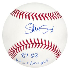 Steve Sax Signed Rawlings Official MLB Baseball w/81, 88 WS Champs