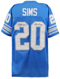 Billy Sims Signed Blue Custom Football Jersey w/80 ROY