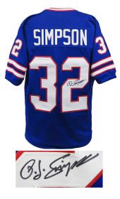 O.J. Simpson Signed Blue Throwback Custom Football Jersey