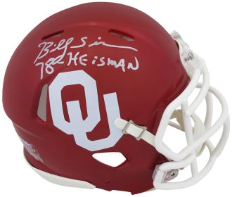 Billy Sims Signed Oklahoma Sooners Riddell Speed Mini Helmet w/78 Heisman