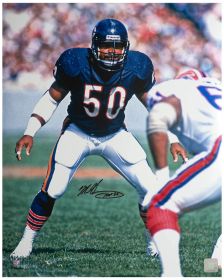 Mike Singletary Signed Chicago Bears Navy Jersey Action vs Bills 16x20 Photo w/HOF'98