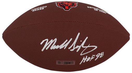 Mike Singletary Signed Wilson Bears Brown Logo Football w/HOF'98