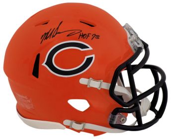 Mike Singletary Signed Chicago Bears 2022 Alternate Orange Riddell Speed Mini Helmet w/HOF'98