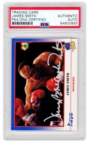 James Smith Signed 1991 Kayo Boxing Trading Card #10 w/Bonecrusher - (PSA/DNA Encapsulated)