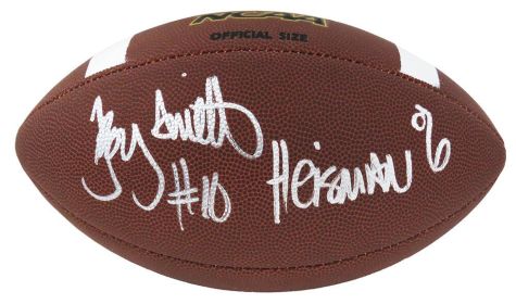 Troy Smith Signed Wilson NCAA Full Size Football w/Heisman'06