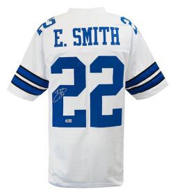 Emmitt Smith Signed White Custom Football Jersey (Beckett)