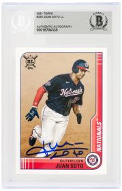 Juan Soto Signed Washington Nationals 2021 Topps Big League Baseball Trading Card #225  - (Beckett Encapsulated)