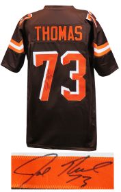 Joe Thomas Signed Brown Custom Football Jersey (With Orange #'s)