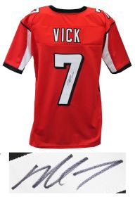 Michael Vick Signed Red T/B Custom Football Jersey