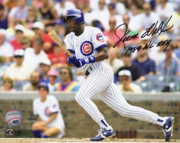 Jerome Walton Signed Chicago Cubs White Jersey Batting Action 8x10 Photo w/1989 NL ROY