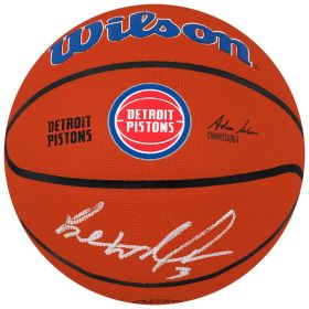 Ben Wallace Signed Detroit Pistons Logo Wilson NBA Basketball