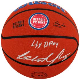 Ben Wallace Signed Detroit Pistons Logo Wilson NBA Basketball w/4x DPOY